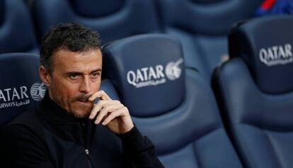 Luis Enrique, en el banquillo del Camp Nou. 