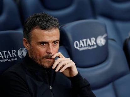 Luis Enrique, en el banquillo del Camp Nou. 