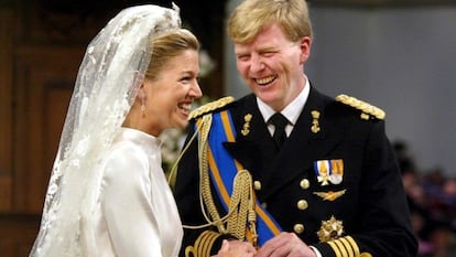 El entonces príncipe heredero de Holanda, Guillermo Alejandro, durante su boda con la argentina Máxima Zorreguieta en Ámsterdam, Holanda, el 2 de febrero de 2002.