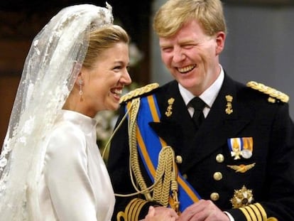 El entonces príncipe heredero de Holanda, Guillermo Alejandro, durante su boda con la argentina Máxima Zorreguieta en Ámsterdam, Holanda, el 2 de febrero de 2002.