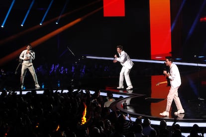  Los miembros de Meler, durante su actuación en la primera semifinal del Benidorm Fest 2023.