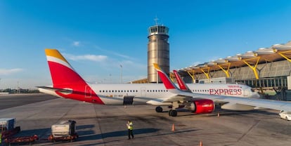 Un avión de Iberia Express en Madrid-Barajas.