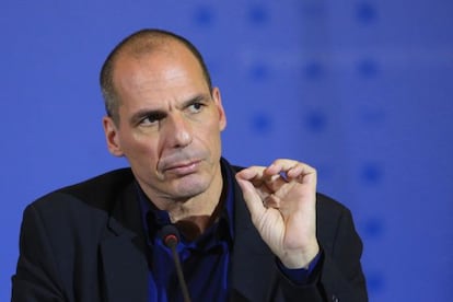 Iannis Varufakis en una roda de premsa amb el seu homòleg alemany Wolfgang Schäuble el 5 de febrer.