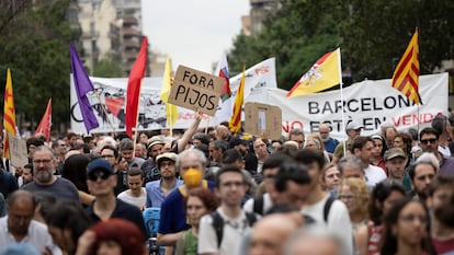 Un momento de una protesta, este miércoles, contra el evento de Formula 1 en Barcelona.