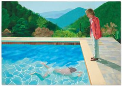 Cuadro 'Retrato de un artista (piscina con dos figuras)'.