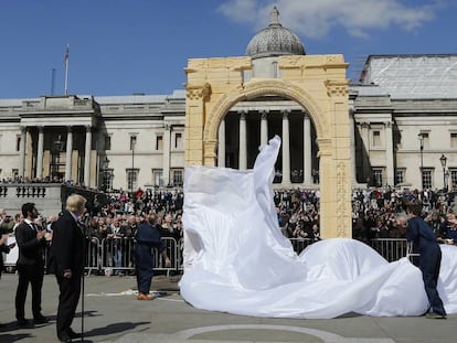 Inauguración de la réplica del Arco del Triunfo de Palmira este martes en Londres.