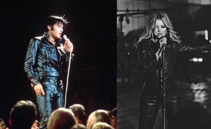 Elvis Presley, en 1968, y Kate Moss, en el videoclip. cordon press