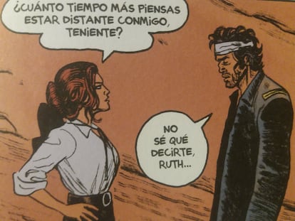 Blueberry y la mujer del comandante de Fort Navajo Ruth Tyreen, en una viñeta de 'Rencor apache'.