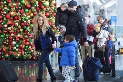 Shakira, Piqu&eacute; y sus dos hijos en Nueva York el pasado diciembre. 