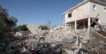 The ruins of house where the explosion occurred on Wednesday night.