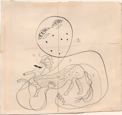 'Autorretrato con animal fabuloso abrazado' (1929-1931), de Federico García Lorca.