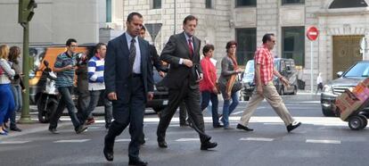 Mariano Rajoy, ayer en las proximidades del Congreso de los Diputados.+
