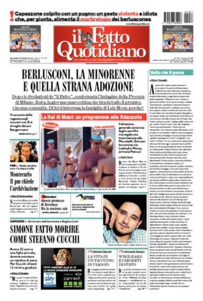 Portada del número del periódico italiano 'Il Fatto Quotidiano' en el que se revelaba la exclusiva.