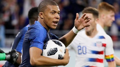 Mbappé em amistoso contra EUA