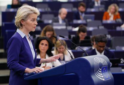 La presidenta de la Comisión Europea, Ursula von der Leyen, en el Parlamento Europeo.