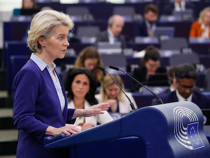 La presidenta de la Comisión Europea, Ursula von der Leyen, en el Parlamento Europeo.