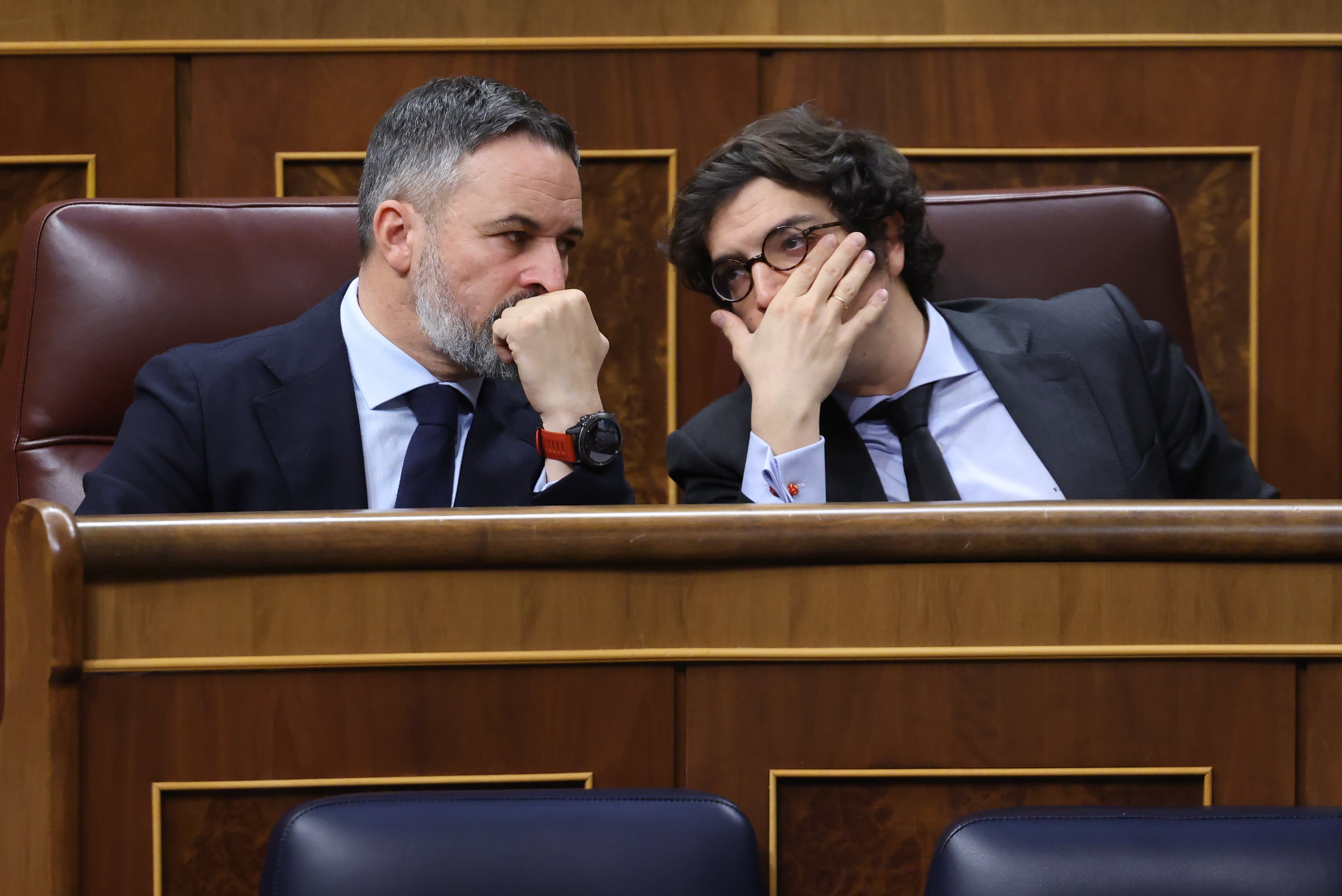 Santiago Abascal y José María Figaredo, en el Congreso en febrero. 