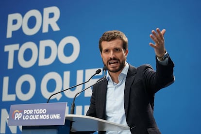 PP leader Pablo Casado at a campaign rally on November 1.