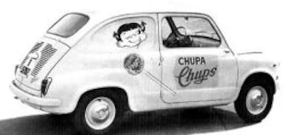 Uno de los Seat 600 en los que viajaban los comerciales de Chupa Chups.