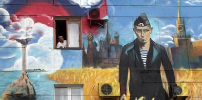Retrato del Vladímir Putin en un 'graffiti' en Crimea.
