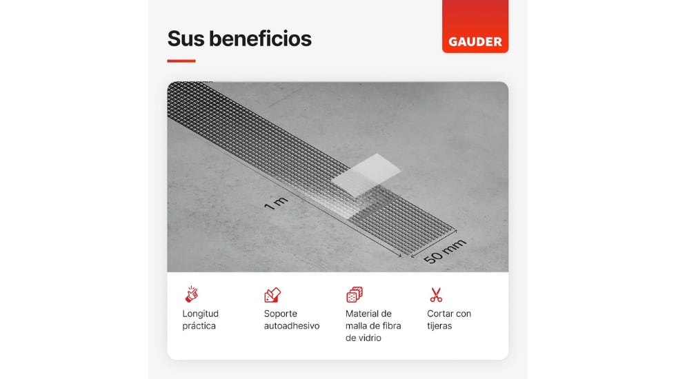 La cinta cuenta con una red de fibra de vidrio que ofrece mayor resistencia.