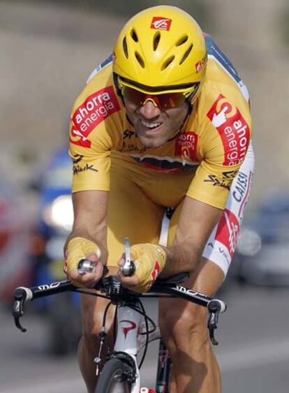 Alejandro Valverde, durante la crono de ayer.