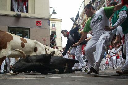 Imagen del tercer encierro de los sanfermines.