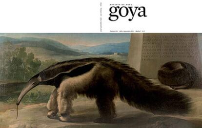 Cuadro 'La osa hormiguera de Su Majestad', nueva atribución a Francisco de Goya, que es la portada del número 336 de la revista de arte 'Goya'.