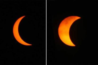 El eclipse, visto desde Salloum (Egipto) y Jerusalén.