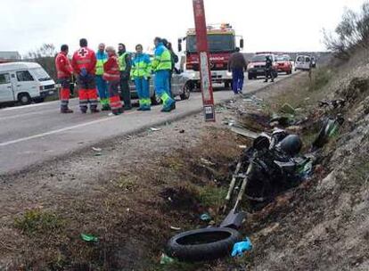 Lugar donde perdió ayer la vida un motorista tras el choque con una furgoneta.