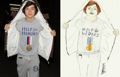 Harry Styles dibujado por una 'fan'. Lo importante es la intención.