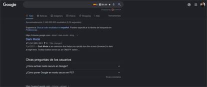 Modo oscuro de Google