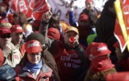 Protesta de trabajadores de Coca-Cola Iberian. 