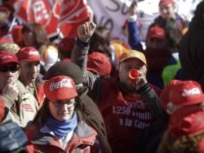Protesta de trabajadores de Coca-Cola Iberian. 
