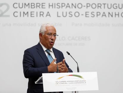 El presidente del Gobierno de Portugal, António Costa, este jueves en la Cumbre Hispano-Portuguesa en Trujillo.