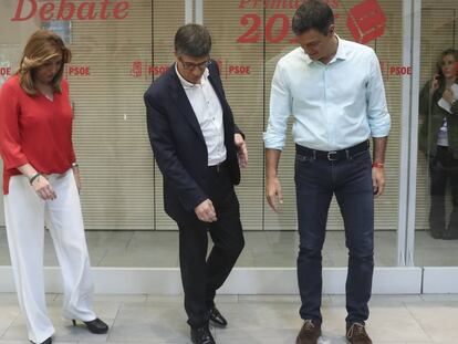 Susana D&iacute;az, Patxi L&oacute;pez y Pedro S&aacute;nchez