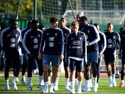 Griezmann, durante un entrenamiento con Francia este lunes.