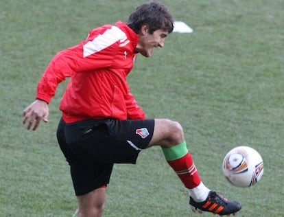 Alberto Zapater, durante el entrenamiento del Lokomotiv