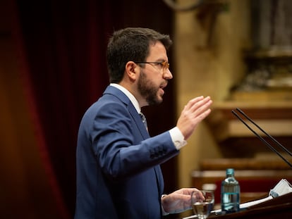 Intervención de Pere Aragonès en el Parlament en noviembre, cuando era vicepresidente de la Generalitat.