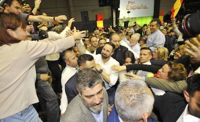 Santiago Abascal, en un acto de Vox en Murcia. / JAVIER CARRIÓN (EUROPA PRESS)