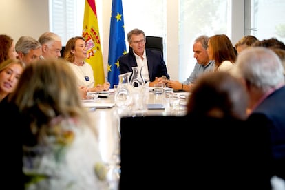 Feijóo, el lunes en el comité de dirección del PP, en una imagen distribuida por el partido.