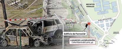 El coche bomba estaba situado junto al edificio de Ferrovial Agromán, el puente que une Ribera del Loira y Ribera del Sena y las vías del tren
