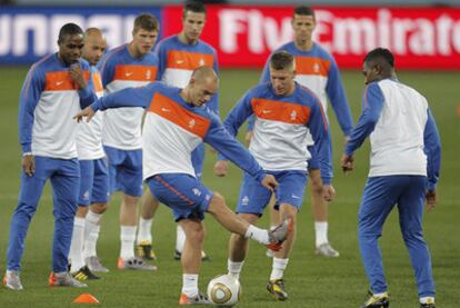 Sneijder, en el entrenamiento de ayer en Johanesburgo.