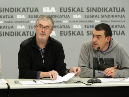 El secretario general de ELA, Adolfo Muñoz, este martes en Bilbao.