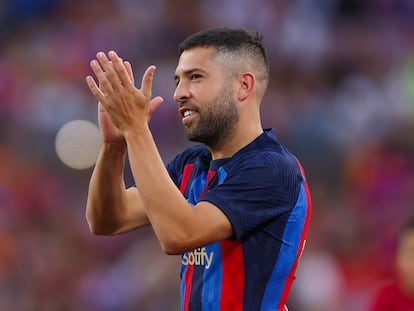 Jordi Alba, en un encuentro con el Barcelona.