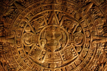 Reproducción de la Piedra del Sol, también conocida como Calendario Azteca. Es la única pieza de las 25.000 que guarda el museo que no es original.