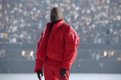 Kanye West durante la fiesta de presentación de su último álbum, 'Donda', el 22 de julio en el Estadio Mercedes-Benz de Atlanta (Georgia).