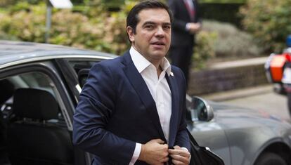 El primer ministro griego, Alexis Tsipiras, llega a la cumbre europea del pasado jueves en Bruselas. 