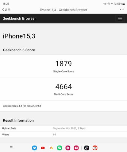 Geekbench en iPhone 14 Pro