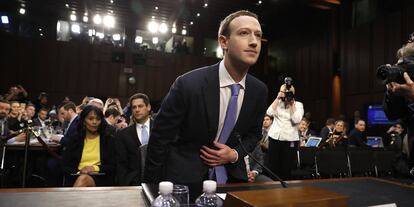 Facebook CEO Zuckerberg arrives to testify before a U.S. Senate joint hearing on Capitol Hill in Washington